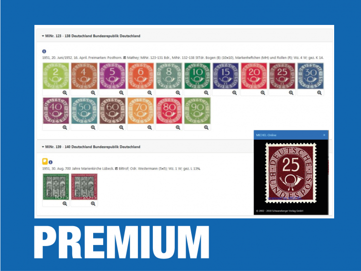 MICHEL-Online Briefmarken Ganze Welt, Premium Version
